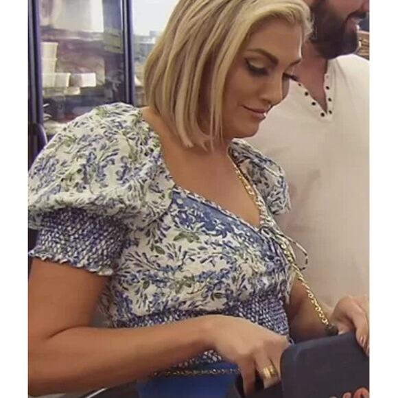 NWT Alice Olivia XL Blue Crawford Lace Up Smocked Top Milkmaid Country Cottage - Picture 5 of 9